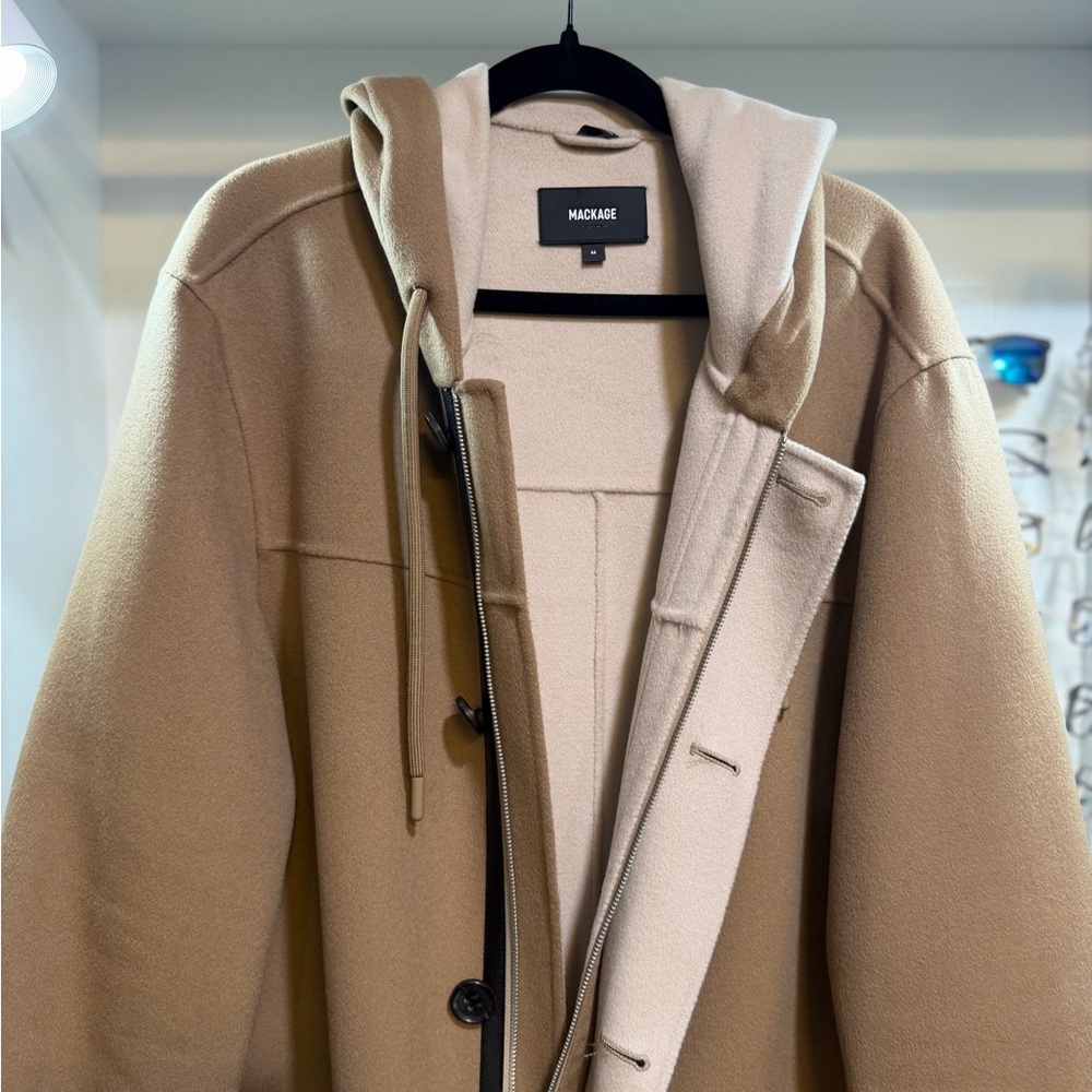 Mackage Men's Beige Hooded Trench Coat